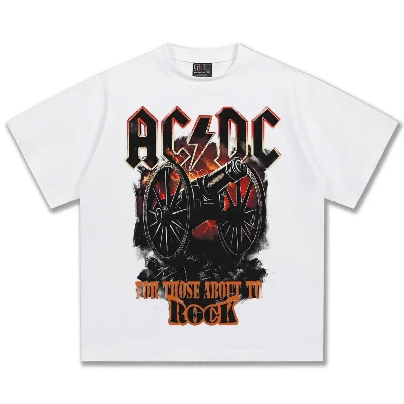 

Retro-style men s rock band printed T-shirt, 100% pure cotton casual T-shirt, round-neck short-sleeved top, street breathable 4XL