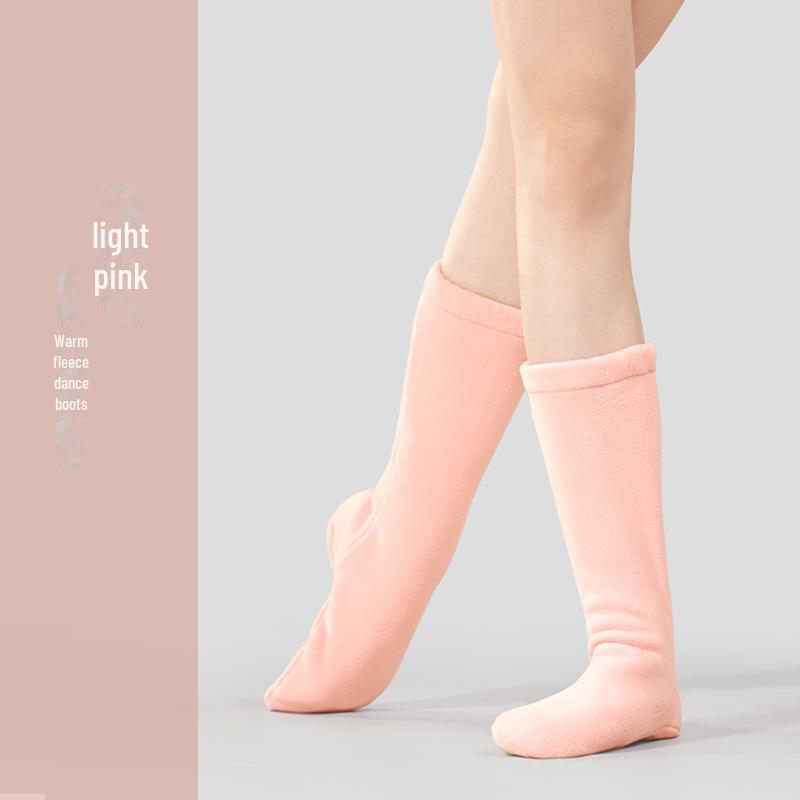 

Жіночі балетні черевики для розігріву з оксамитовою підкладкою – зимове взуття для танців на м’якій підошві Size 36-37 світло-рожевий колір