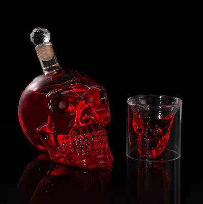 1000mL Κρανίο Δοχείο Χυμού Φρούτων Μπουκάλι Κρασιού Αποστακτήρας από Βοριοπυριτικό Γυαλί Ουίσκι Terror Bar Πρωτοτυπία Δώρο Διακόσμηση