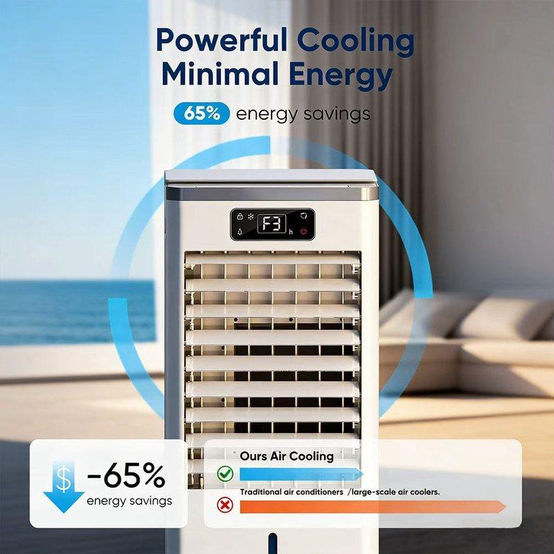 Portable Air Conditioner Fan Without Window 3in1 Evaporative Air Cooler 4 Modes 3 Speeds 2 Gallon Water Tank Remote Control 12H