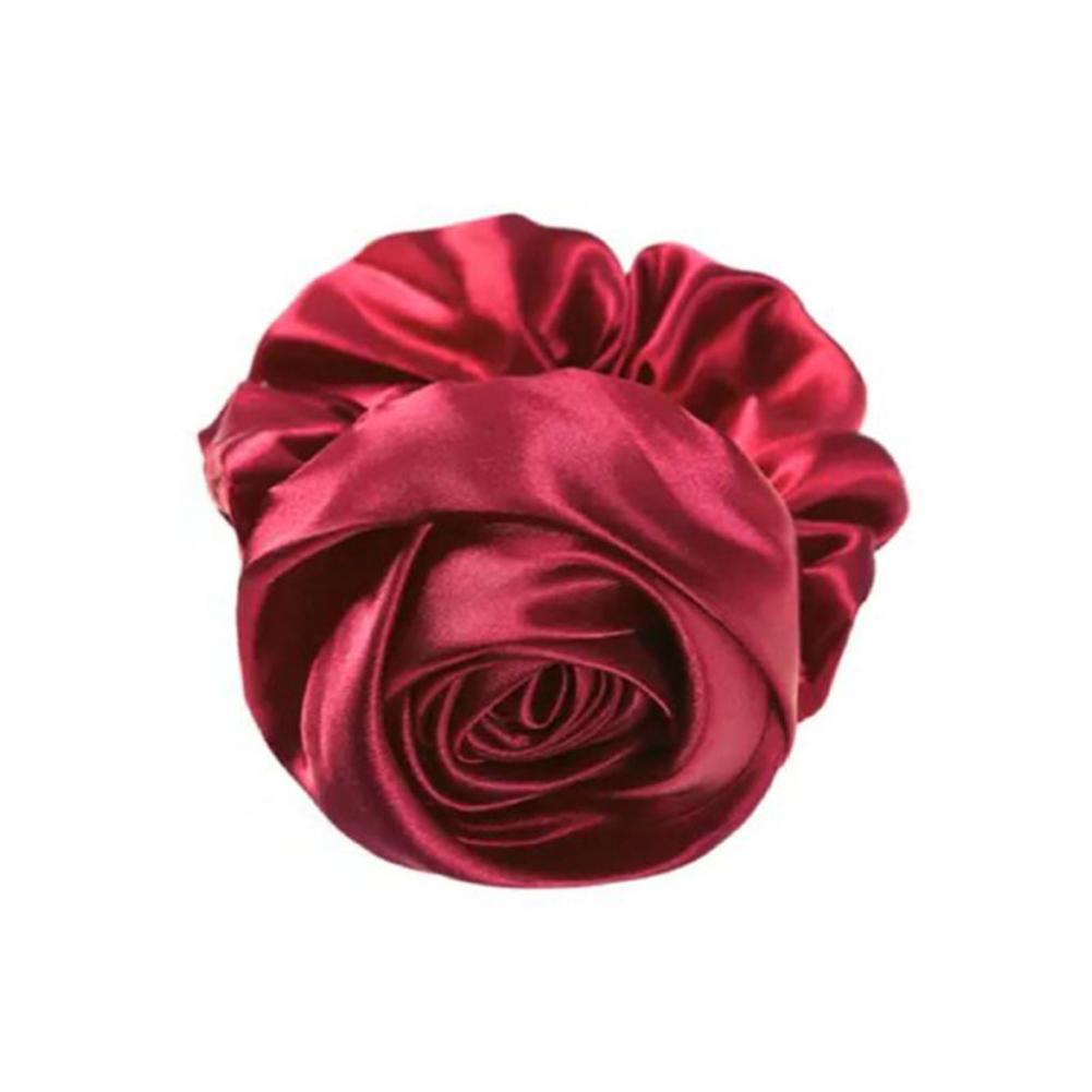 Charming Hair Tie Elegant Satin Rose Hair Rings for Stylish Women 3d Flower Decor Elastic Bands for Scalp-friendly Hair
