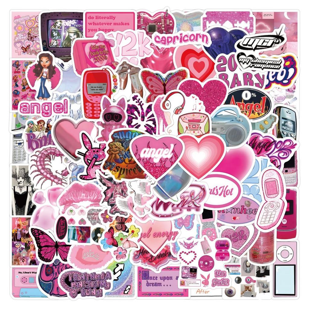10 30 60120Pcs Retro Pink Y2K Stickers For Suitcase Skateboard Laptop Luggage Phone Car Styling Diy Decal Pegatinas