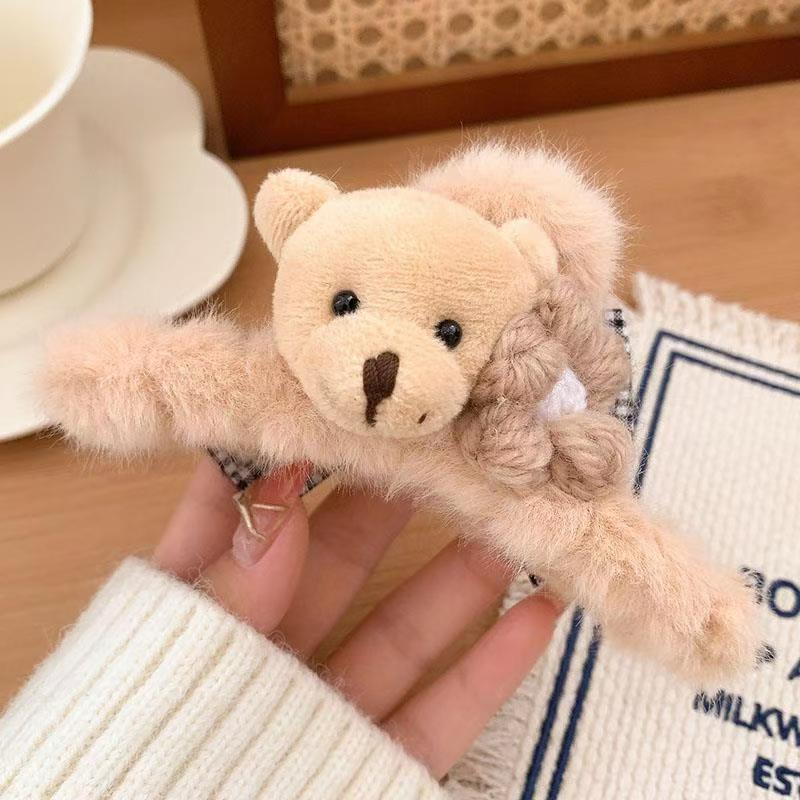 Women's Plush Cartoon Shark & Bear Hair Clips - Autumn & Winter Collection