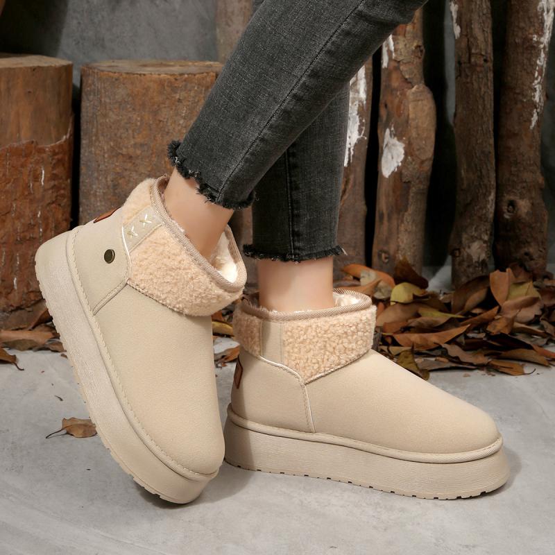 Casual Metal Decoration Mix Color Snow Boots Women 2025 Winter Warm Short Plush Ankle Booties Comfort Thick Bottom Fur Boots