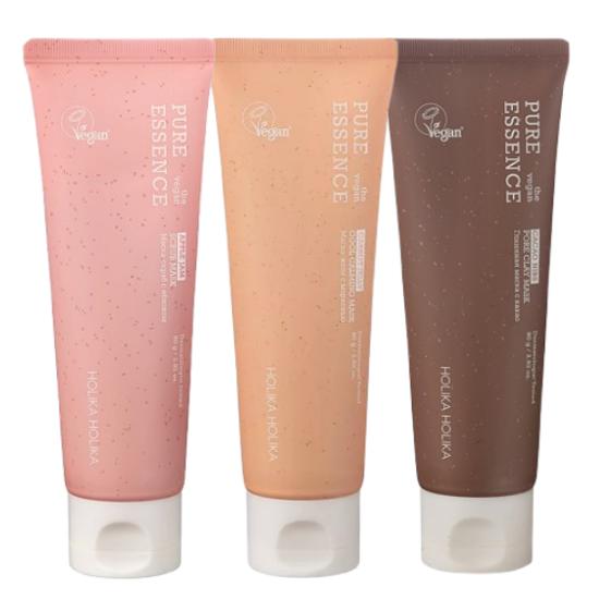 Holika Holika Pure Essence Vegan Wash-Off Mask 80g – Cacao Pore Clay / Carrot Jelly Calm / Apple Jam Scrub (3 Types)