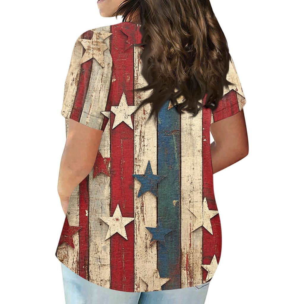 Women's Large Size T-Shirt Casual Tie-dye Round Neck Short Sleeve Top
