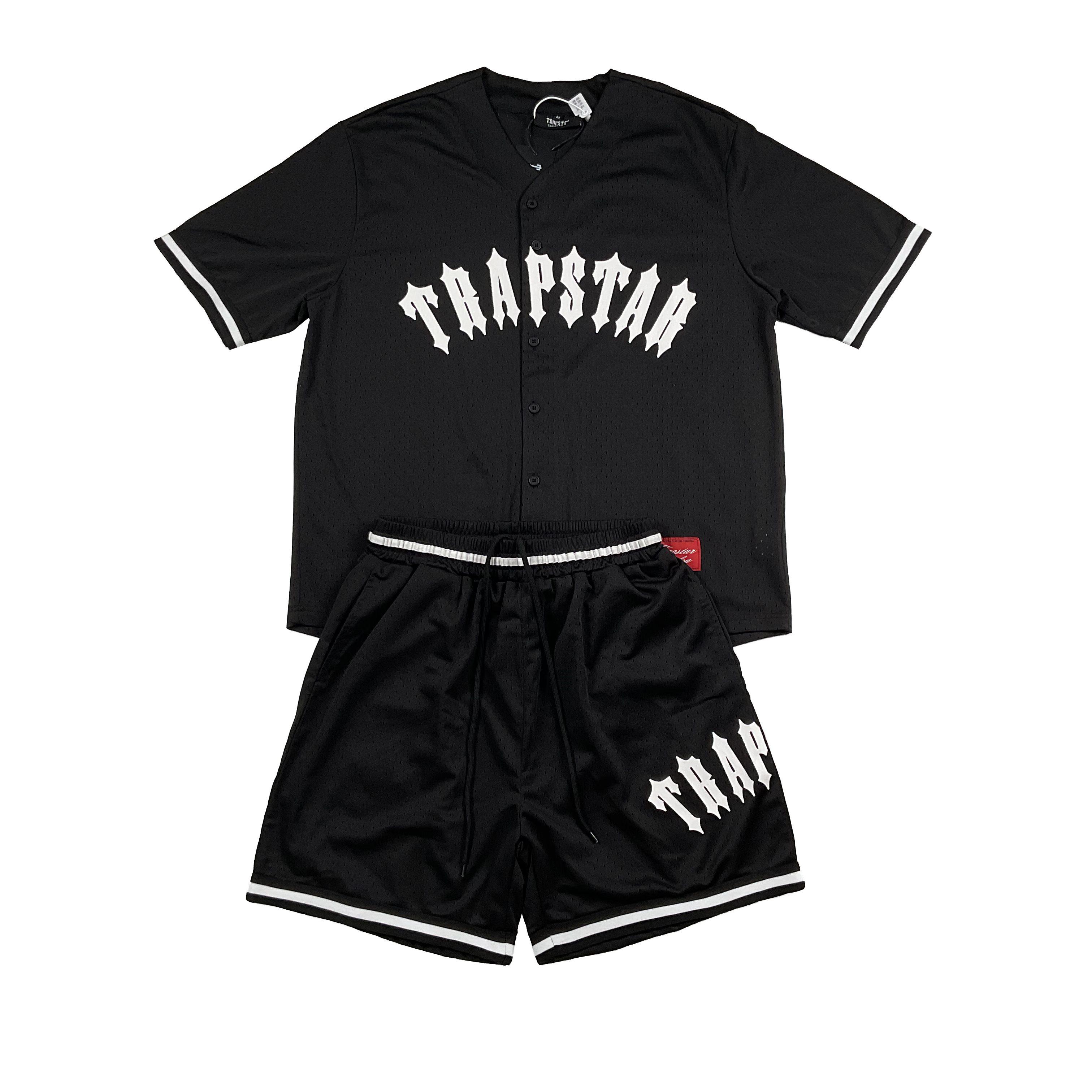 

Trapstar London 2025 Summer New Letter Printed Mesh Sportswear Summer Loose Fit Men s and Women s Casual Quick Drying Short Sleeved Set S