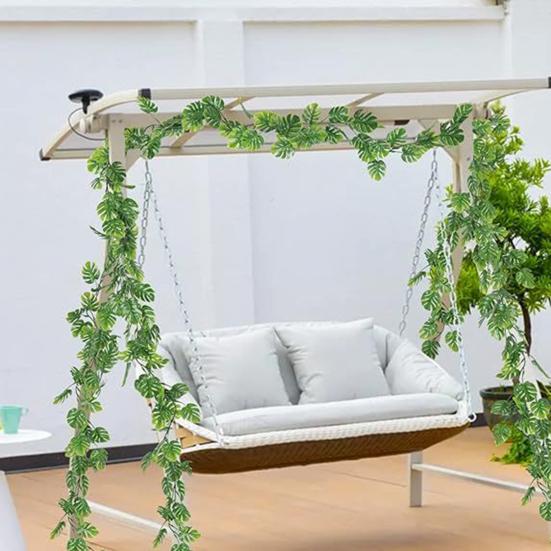 Yousheng Artificial Monstera Leaf Garland UV Resistant Faux Greenery Rattan Indoor Outdoor Home Garden Porch Patio Hanging Tropical Palm Leaves Ivy