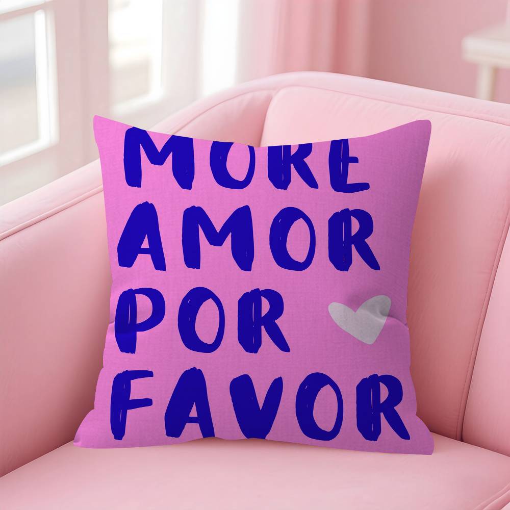 Nordic More Amor Por Favor Colorful Eclectic Pink Love Personalized Picture Text Home Decorative Pillows Household Gifts 45x45cm