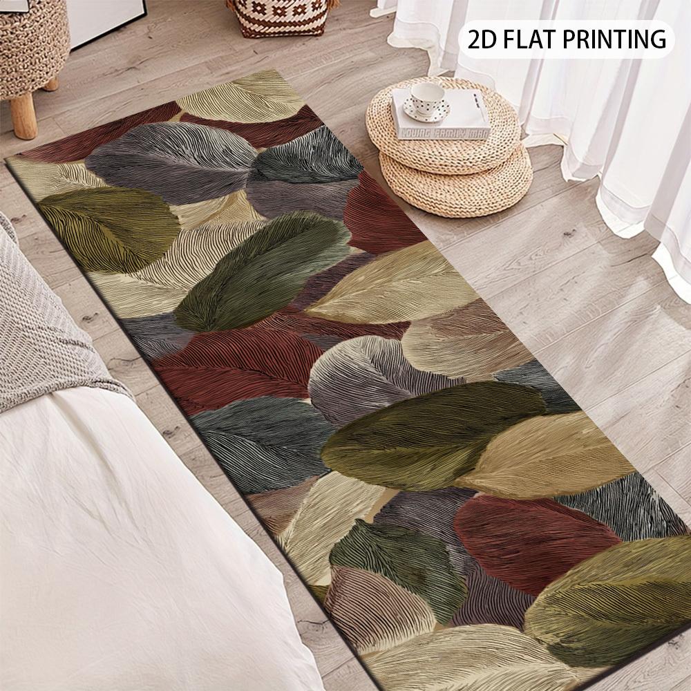 1Pcs Colorful Leaf Pattern Non-Slip Washable Area Rug Runner for Entryway, Living Room, Bedroom & Patio