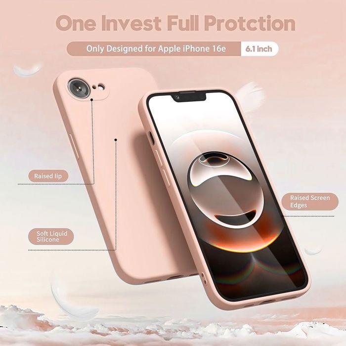 Coque pour iPhone 17e, Protection Silicone Doux Léger Anti-Rayures Antichoc Mat Rose