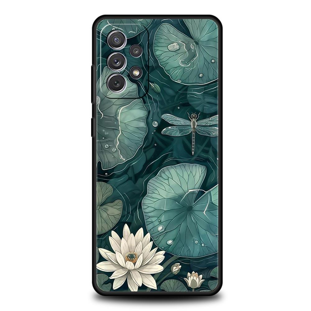 Phone Case For Samsung Galaxy A17 A15 A13 A51 A71 A41 A31 A21S A07 A03S A05 A35 A55 A23 A25 A33 A53 A73 5G Cover Lotus Pattern