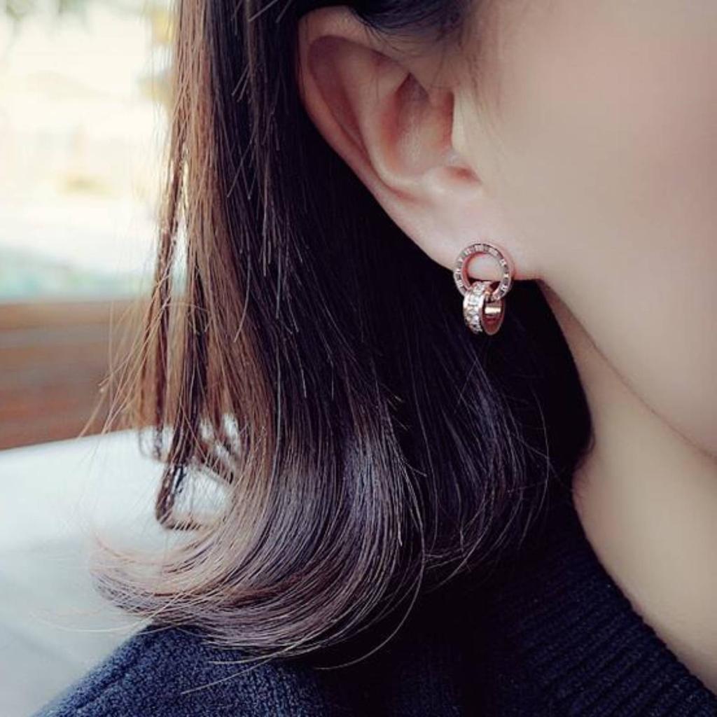 Classic Roman Numeral Circle Stud Earring for Women Men Stainless Steel Jewelry Gifts