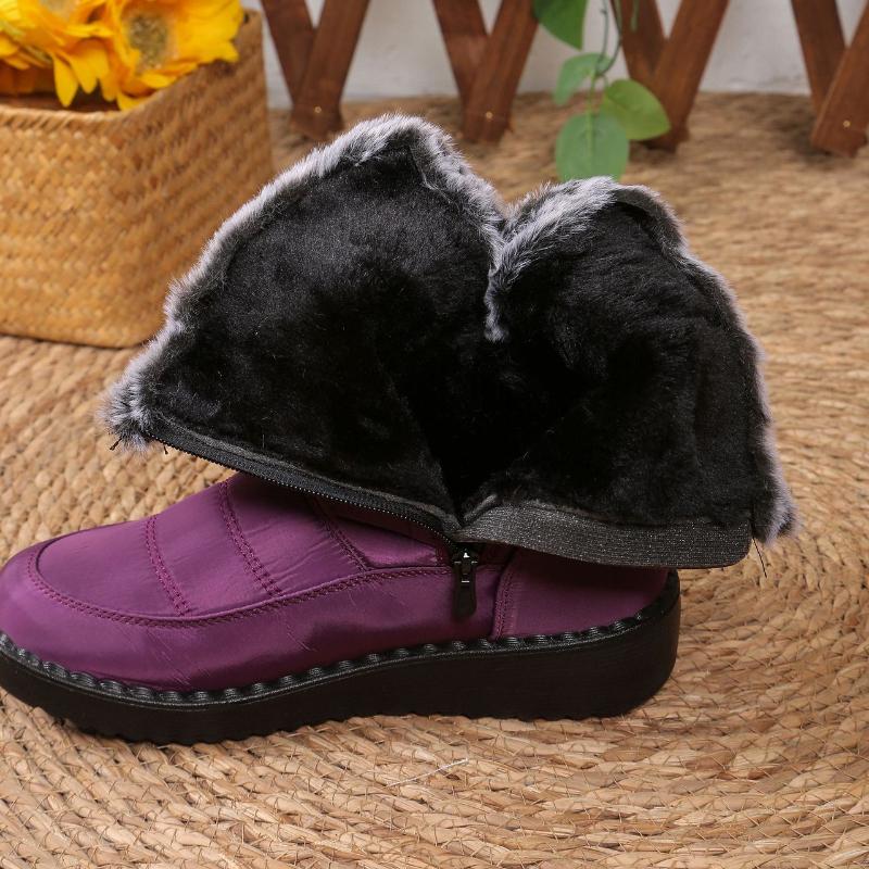 Winter Fleece and Thickened Snow Boots, Outdoor Warm Fleece Snow Cold-resistant and Comfortable Cotton Shoes