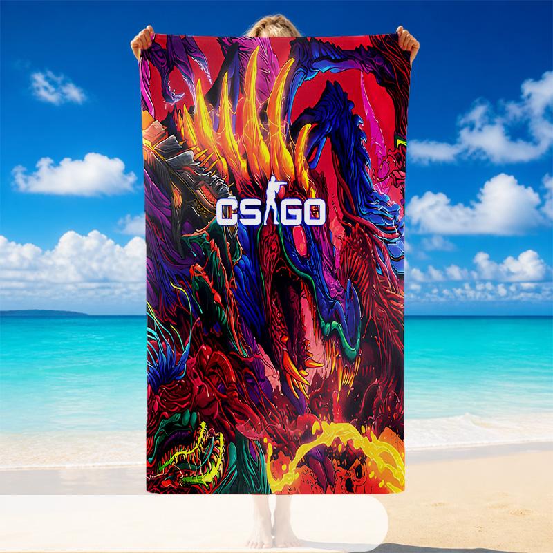 Quick Dry Beach Towel Csgo Pattern, Lightweight Absorbent Towel for Pool Beach Vacation Use
