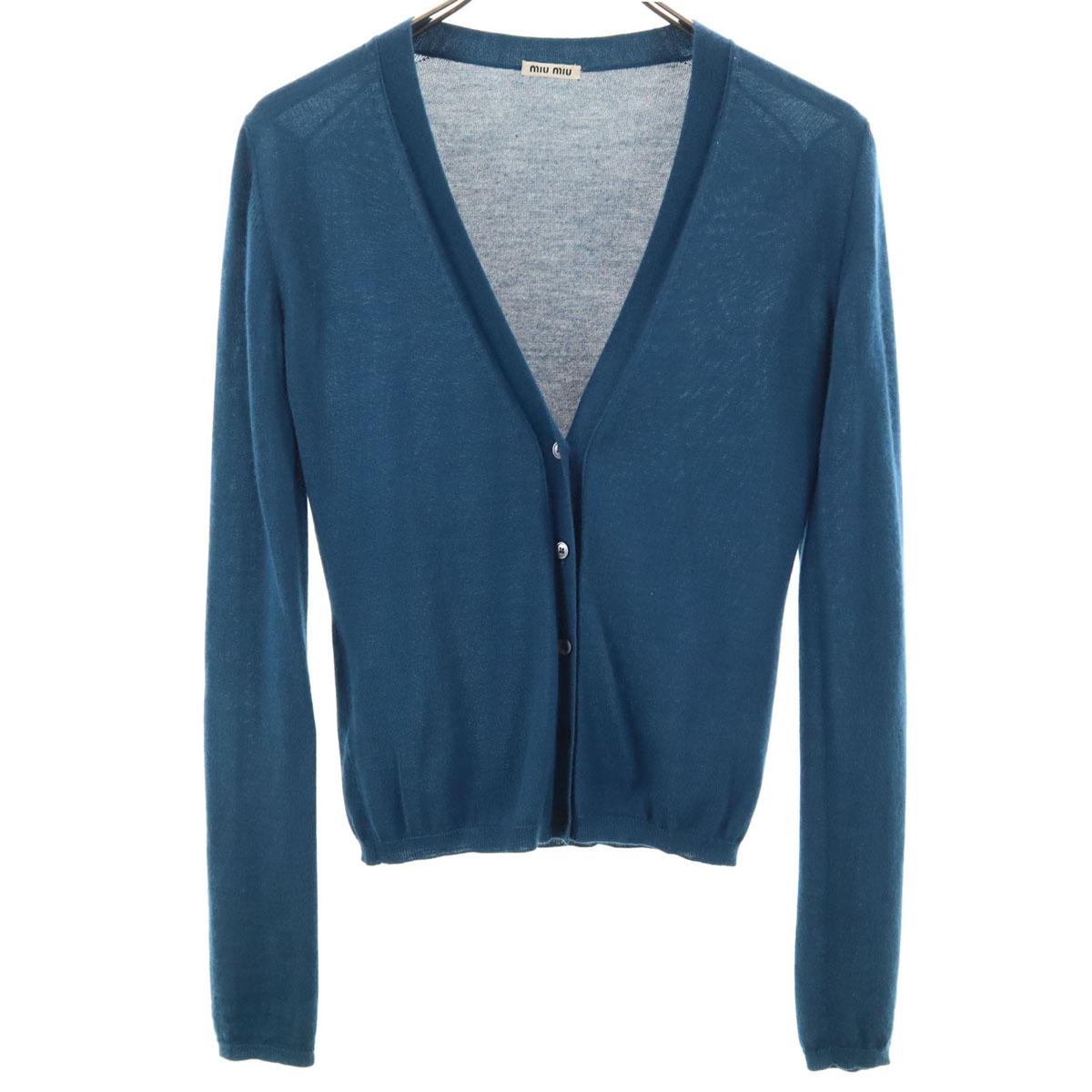 

MIUMIU Cashmere silk blend Long sleeve knit cardigan 38 Blue green Women Used