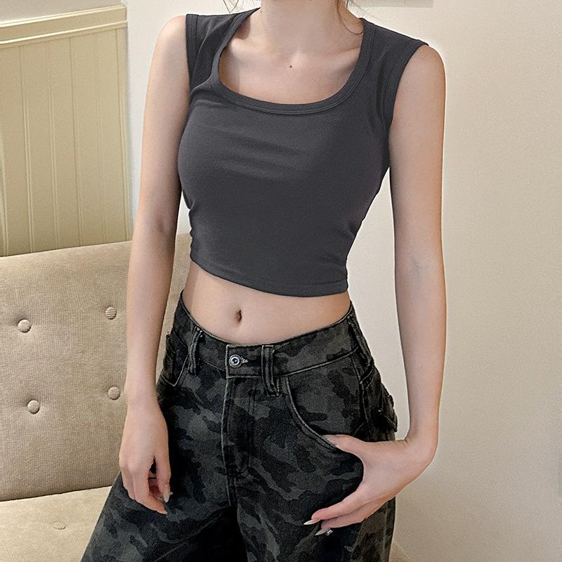 Gray Suspender Vest for Women with New Style Bottoming for Outer Wear and Cover for I-shaped Wide Shoulder Strap Top