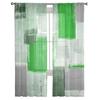 Ölgemälde Abstrakt Geometrisch Grün Voile Transparente Vorhänge Wohnzimmerfenster Tüllvorhang Küche Schlafzimmer Vorhänge Heimdeko
