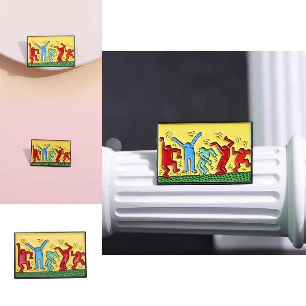 Musthave Haring Keith Inspired Yellow Brooch With Playful Cartoon Features For Lovers Art