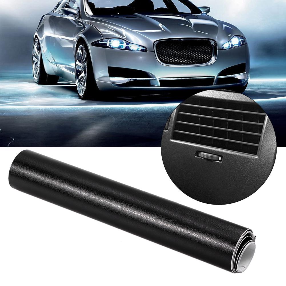 Grão de Couro Preto Adesivo Decorativo para Interior de Carro Película Envoltória para Móveis 30*200cm