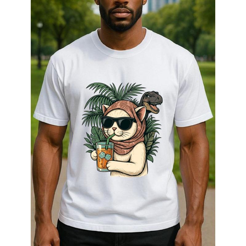 

Модная кошачья выпивка Мужская футболка с принтом и короткими рукавами, новая модная мужская одежда, высококачественная футболка из чистого хлопка, Знак любви, подарок S белый