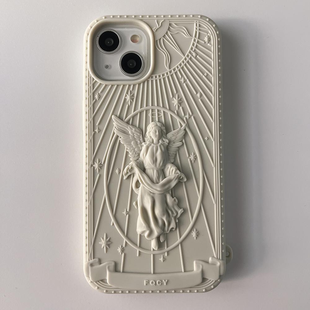 

3D Classical Art Angel Statue Case For Samsung Galaxy A14 A24 A34 A15 A25 A35 A55 S21 S23 FE S24 S25 Ultra Retro Girl Cover Galaxy S24 Ultra бежевий