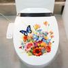 New Butterflies Surround Flowers Toilet Sticker Home Decoration Toilet Lid WC Universal Waterproof Decals Bathroom Accessories