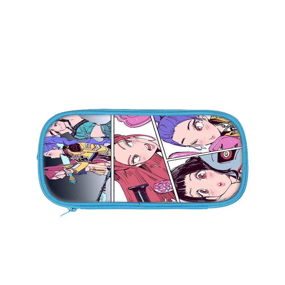 Student Blue Double-layer Pencil Case Kpop Witch Hunting Girl Group Student Storage Stationery Bag Pencil Bag