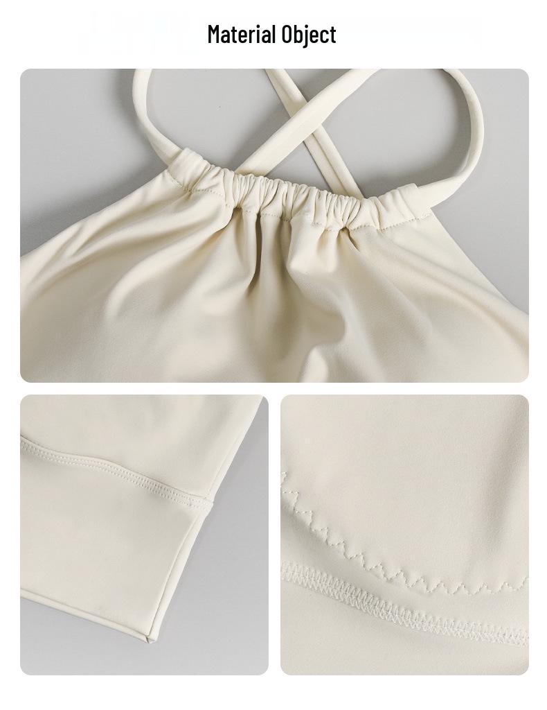 Summer Pleated Halter Sports Yoga Tank Top with Beautiful Back