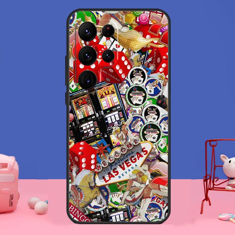 Las Vegas Casino Poker Hülle für Samsung Galaxy S24 Ultra S23 S22 S21 S20 FE Note 20 S8 S9 S10 Note 10 Plus Hülle