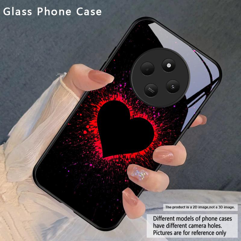 Brillante Flammenrose Für Redmi Note 8 9 9S 12S 10 Pro 11 12 13 Pro+ 14 Pro K60 Ultra 13C 14C A3 12 13 Schwarze Glas-Handyhülle