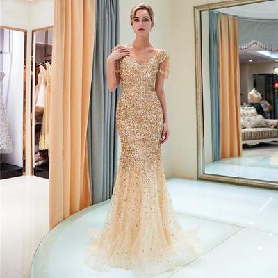 Summer New European and American Women's Clothing Sexy Shoulder Sleeve Dress Dress Bronzing Sleeveless V-neck, Long Dress