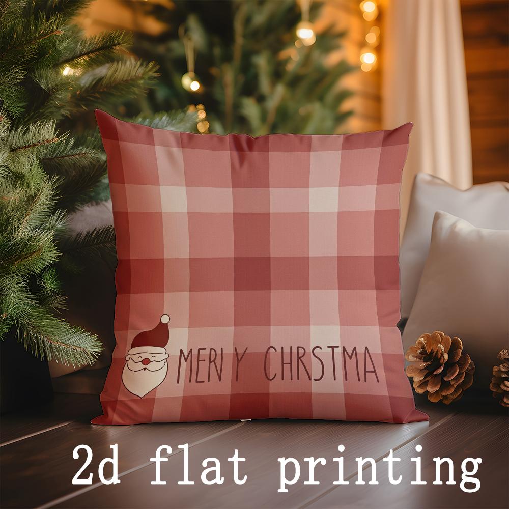 Home Decor Merry Christmas Floral & Festive Pillow Covers Pattern Cushion Cover Suitable for Sofa Bedroom Car Pillow Cover