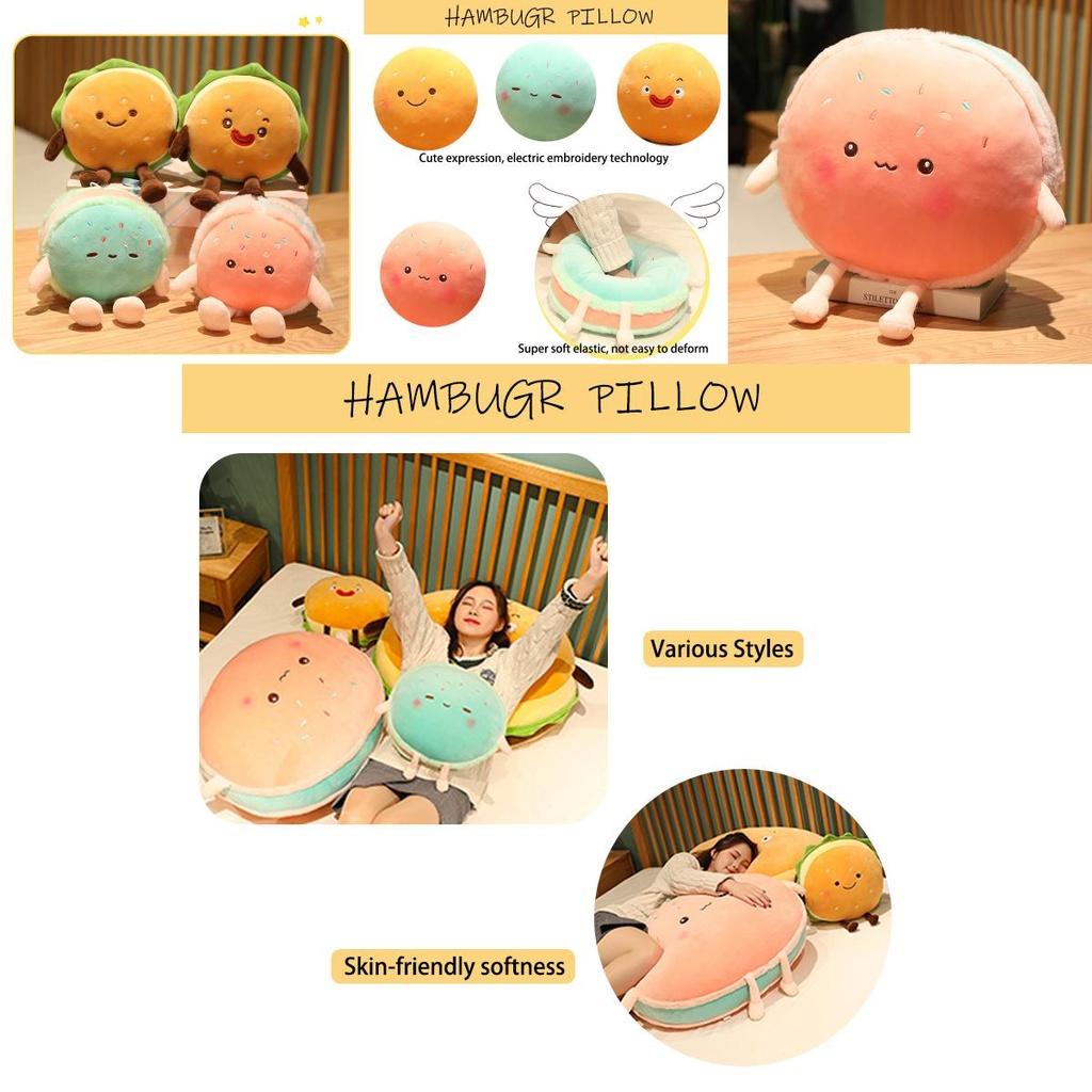Hamburger Plush Toy With Pp Cotton Soft Filling For Kids Gift And Cozy Hand Warmer