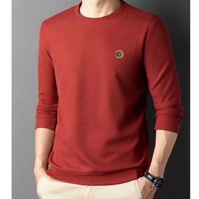 Waffel-Sweatshirt Herbst Herren New Fashion Trend Crewneck Langarm T-Shirt Herren Base Shirt
