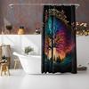 Schwarzer Duschvorhang Lebensbaum Himmel Elefant Neon Stoff Pflanze Fantasy Kunst Badezimmervorhang für Frauen Badewannendekoration