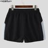 INCERUN Men Drawstring Elastic Waist Furry Patchwork Home Wear Mini Shorts