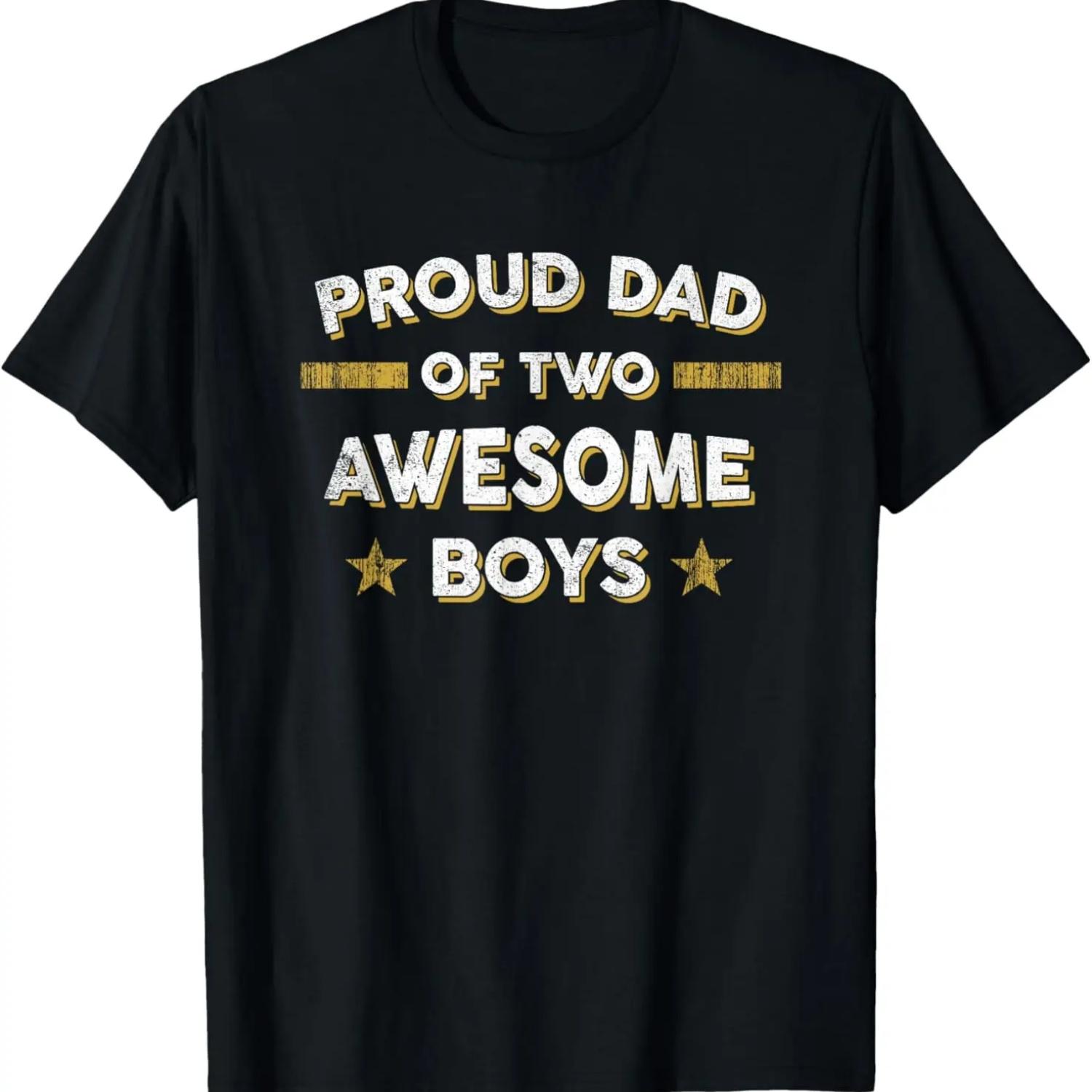 Гордый папа 2 двух замечательных мальчиков футболка (Отец Папа Папочка) XXXXXL чёрный