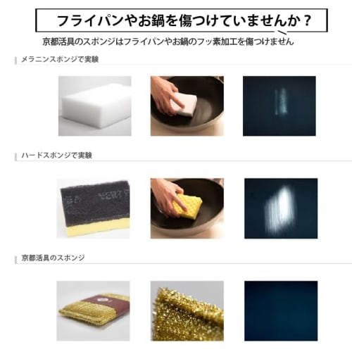 Kyoto Katsugu Kitchen Sponges, Gold, Silver, and Copper, 8.8 X 14.4 X 8cm, Made In Japan, Pack of 3