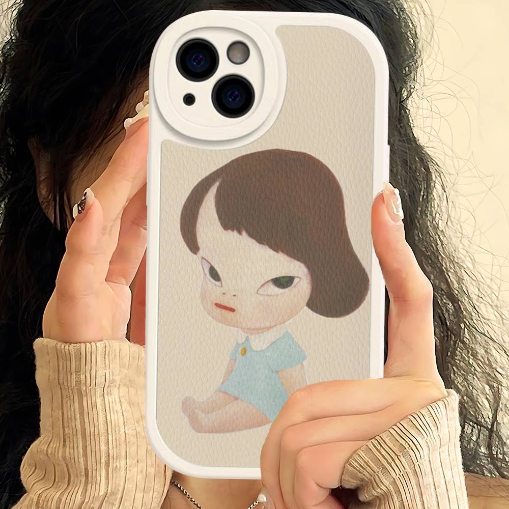 

Contemporary Art Yoshitomo Nara Leather Phone Case For IPhone 16 15 14 17 Pro Max 11 12 Mini Plus Soft Shell iPhone 15