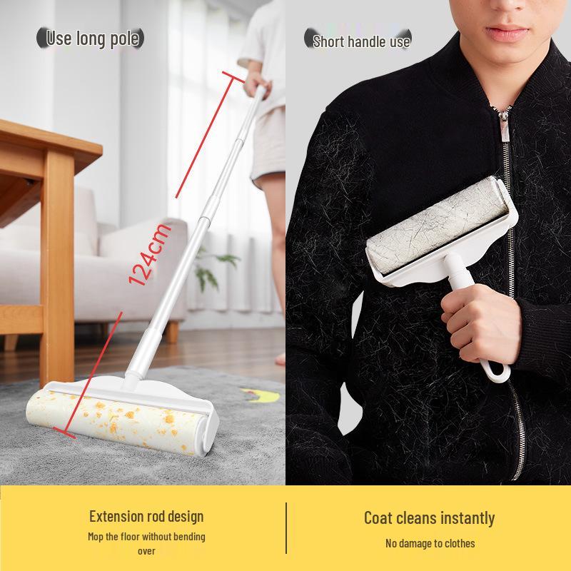 Adjustable Lint Roller for Pet Hair - Removable Sticky Brush for Plus Size Fabrics & Dust Removal