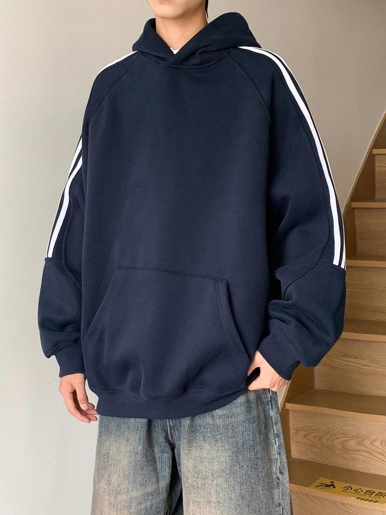 Men's Oversized Three Stripes Hoodie: Trendy Autumn Casual Wear