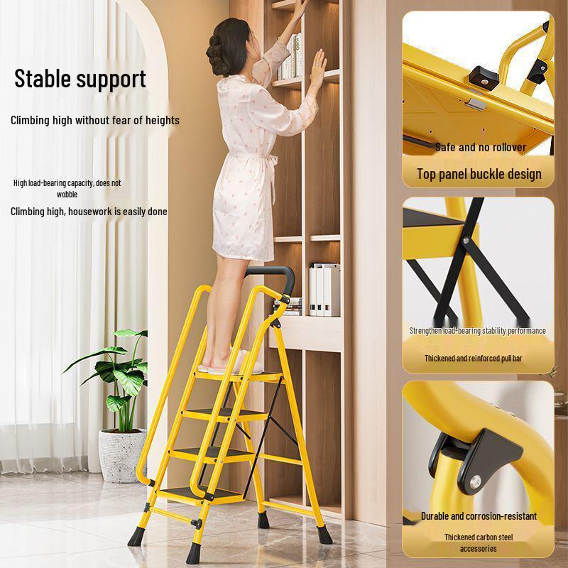 Folding Handrail Ladder with Extra Wide Pedals for Interior Use