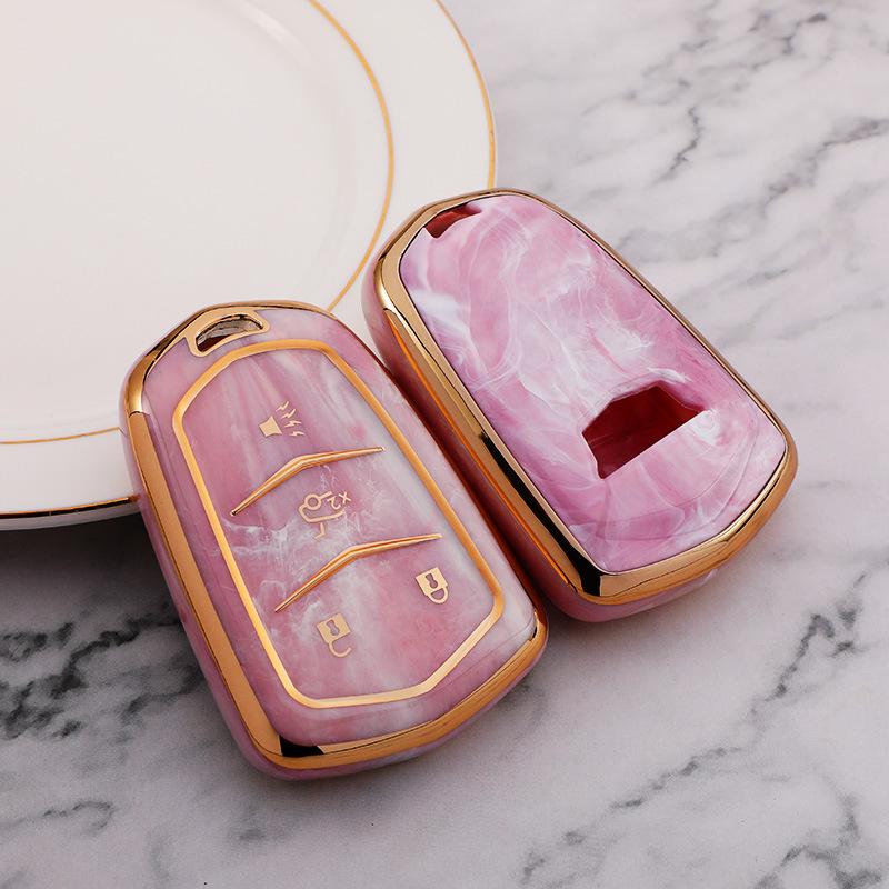 Gold Inlaid Jade Key Case for 2021 Cadillac XT6/XT4/XT5, CT6, CTS