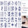 30pcs Ins Cartoon Love Flower Butterfly Snake Magic Tattoo Sticker Body Art Arm Fake Tattoos Waterproof Long Lasting English Letter Temporary Tattoo