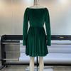 2026 New Women's Velvet Bodycon Dress, V-Neck Long Sleeve Short Cocktail Dress with Waist Cinching, Sexy Holiday & Party Velvet Gown