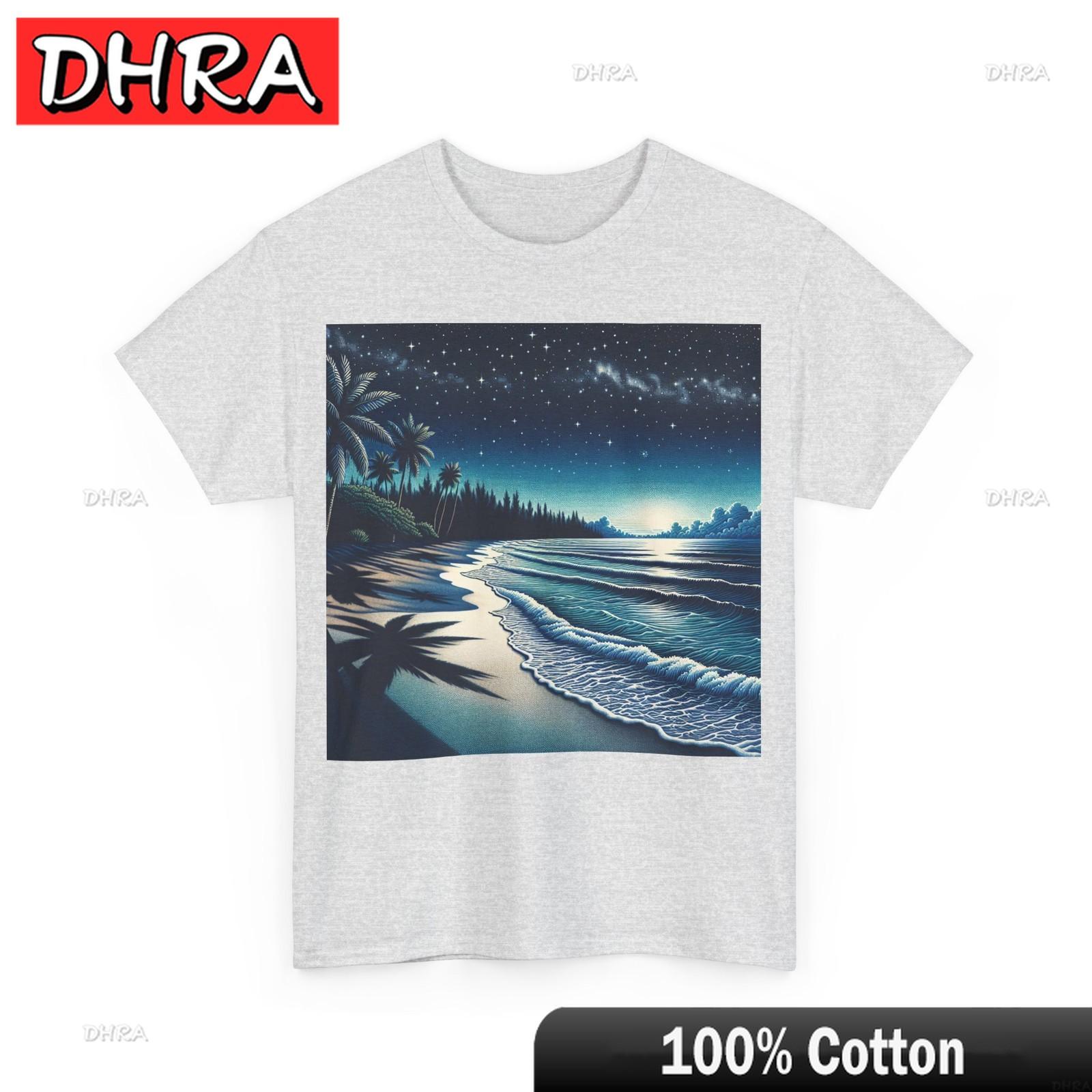 Starry Night Beach Graphic Tee Ocean Wave Art TShirt Cool Elegant Streetwear Tops Streetwear Graphic Tee for College TShirt S