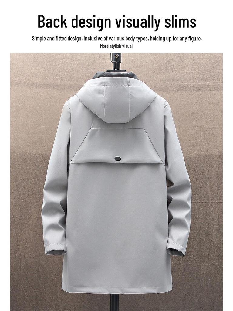 Men's Mid-Length Hooded Trench Coat - Autumn Casual Thin Design