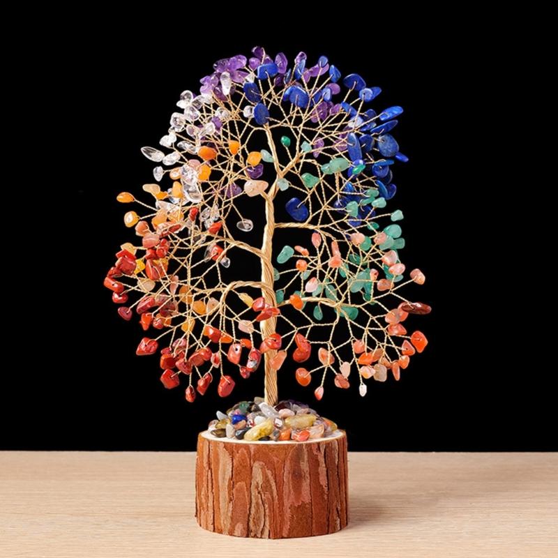 Fengshui Crystal Tree Figurine Bonsais Ornament for Attracting Wealth Good Luck Spiritual Gift Home and Office Decors