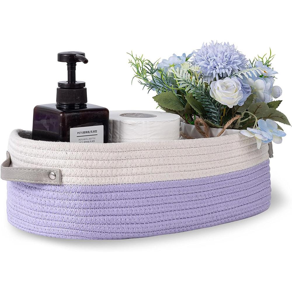 Ovaler gewebter Badezimmer-Aufbewahrungskorb, Multifunktionaler Schreibtisch-Organizer, Toilettenpapierhalter, Spielzeug-Aufbewahrungskorb